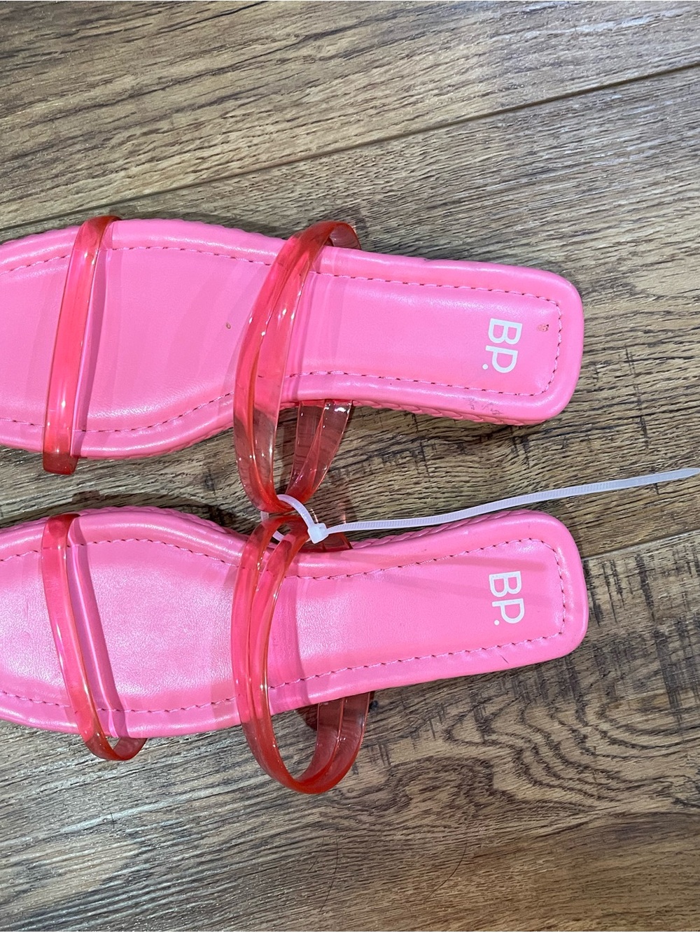 BP Pink Slide Sandals with Transparent Pink Straps